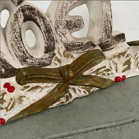 Vintage NOEL Chalkware Taper Candleholder Sign Decor Japan Christmas - Picture 2 of 6